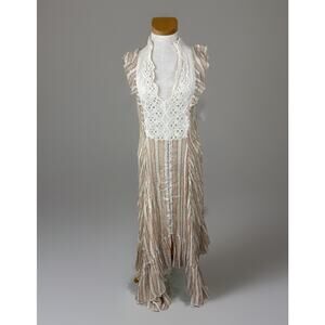 Free People Midi Dress Womens S One Caraway Striped Boho Beach